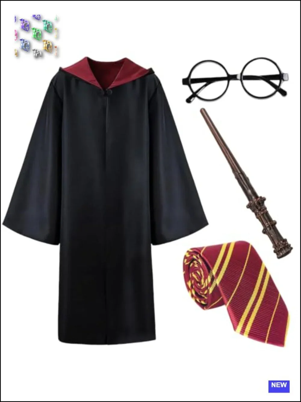 Wizard Costume Accessories Set with Robe, Magic Wand for Kids Adults Halloween